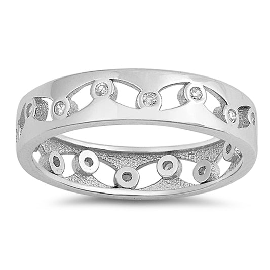 White CZ Cutout Eternity Thumb Ring New .925 Sterling Silver Band Sizes 5-10