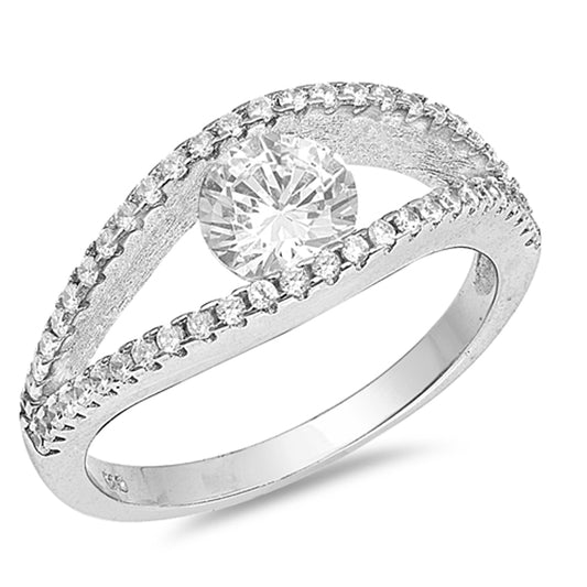 White CZ Tension Micro Pave Eye Dainty Ring .925 Sterling Silver Band Sizes 5-10