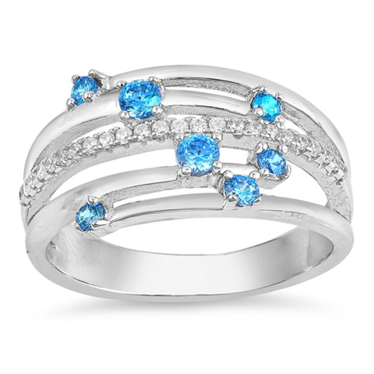 Blue Topaz CZ Sparkle Colorful Dainty Ring .925 Sterling Silver Band Sizes 4-10