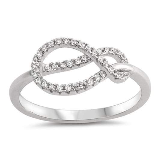 White CZ Micro Pave Infinity Love Knot Ring .925 Sterling Silver Band Sizes 4-10
