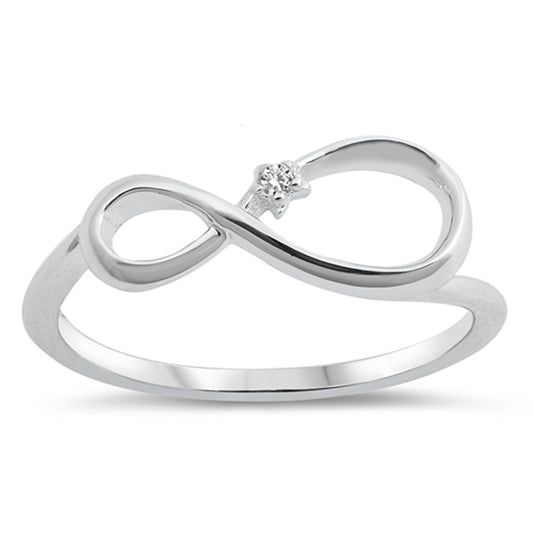 White CZ Infinity Skew Knot Forever Love Ring Sterling Silver Band Sizes 5-10