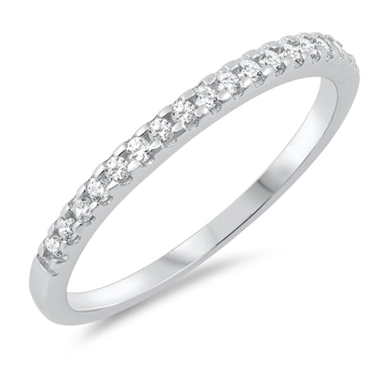White CZ Wholesale Channel Accent Wedding Ring Sterling Silver Band Sizes 3-10