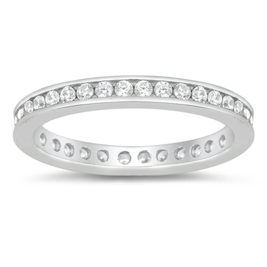 White CZ Wholesale Elegant Studded Halo Promise Ring New .925 Sterling Silver Band Sizes 4-10