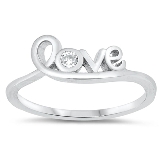 White CZ Wholesale Love Script Promise Ring New .925 Sterling Silver Band Sizes 4-10