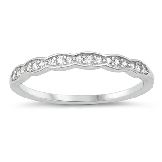 White CZ Unique Studded Elegant Vintage Ring New .925 Sterling Silver Band Sizes 5-10