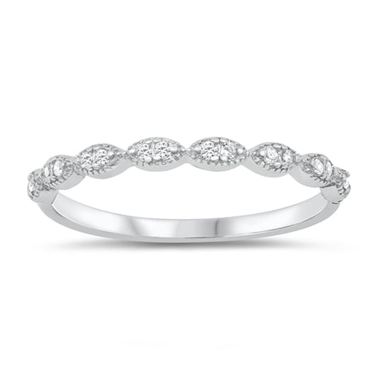 Clear CZ Promise Ring Elegant Renaissance Wedding New .925 Sterling Silver Band Sizes 5-10