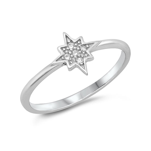 8 Point Star of Redemption White CZ Ring New .925 Sterling Silver Band Sizes 5-10