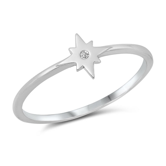 8 Sided Star of Redemption Clear CZ Ring New .925 Sterling Silver Band Sizes 4-10