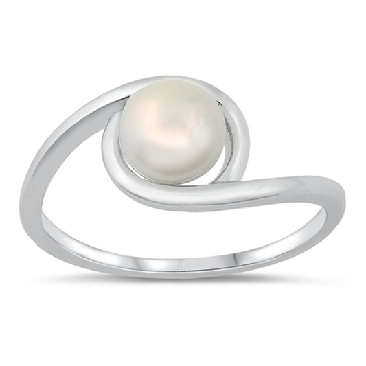 Beautiful Freshwater Pearl Swirl Ring New .925 Sterling Silver Band Sizes 4-10