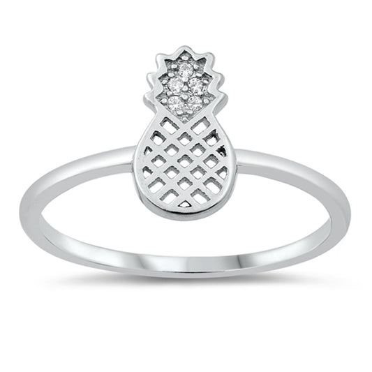 White CZ Trendy Pineapple Ring New .925 Sterling Silver Band Sizes 4-10