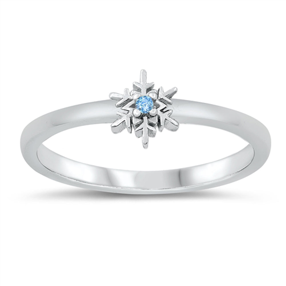 Blue Topaz CZ Snowflake Ice Queen Ring New .925 Sterling Silver Band Sizes 1-8