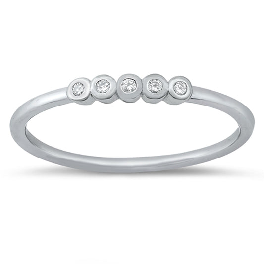 White CZ Simple Dainty Ring New .925 Sterling Silver Band Sizes 4-10