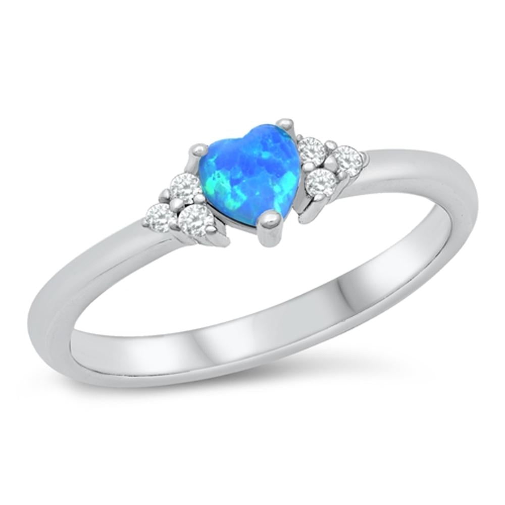 Blue Lab Opal Love Promise Classic Ring .925 Sterling Silver Band Sizes 4-10