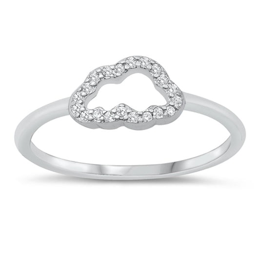 White CZ Cute Cloud Promise Ring New .925 Sterling Silver Band Sizes 4-10