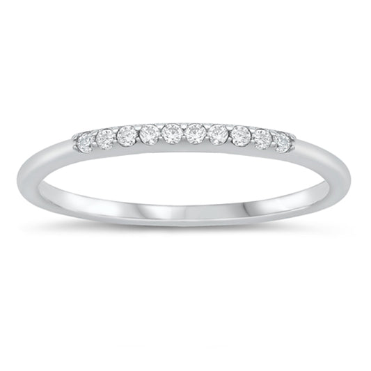 White CZ Minimalist Engagement Ring New .925 Sterling Silver Band Sizes 4-10