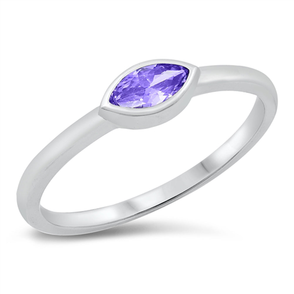 Amethyst CZ Classic Promise Ring New .925 Sterling Silver Band Sizes 4-10