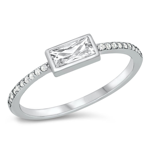 White CZ Minimalist Promise Ring New .925 Sterling Silver Band Sizes 4-10