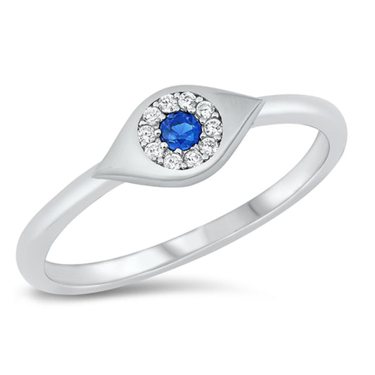 White CZ Unique Evil Eye Ring New .925 Sterling Silver Band Sizes 4-10