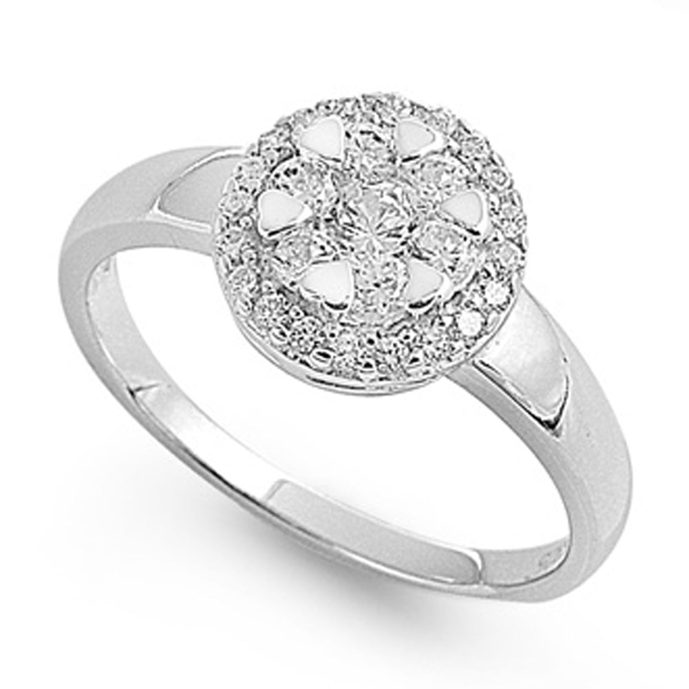Clear CZ Heart Chic Style Polished Ring New .925 Sterling Silver Band Sizes 5-9