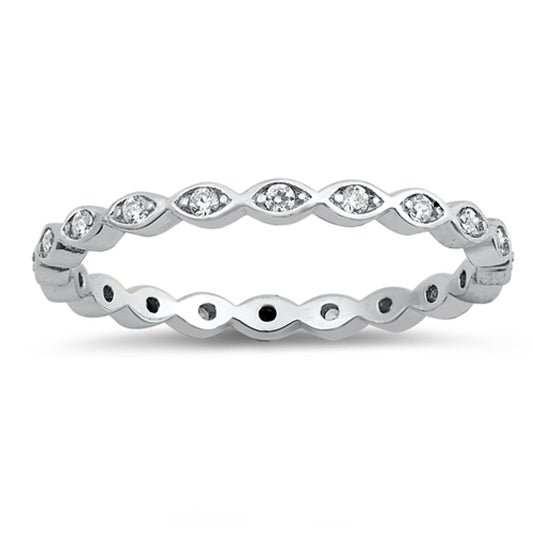 Sterling Silver Eternity Band Clear CZ Thin 2mm Ring Stackable Sizes 4-12