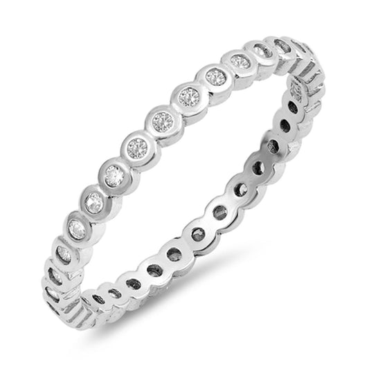 Women's Eternity Band Clear CZ Ring Beautiful .925 Sterling Silver Sizes 2-12