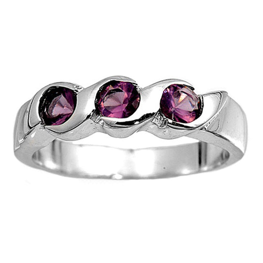 Amethyst CZ Classic Twist Promise Ring New .925 Sterling Silver Band Sizes 1-4