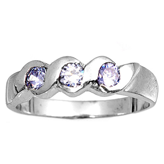 Lavender CZ Filigree Swirl Ring New .925 Sterling Silver Band Sizes 1-4