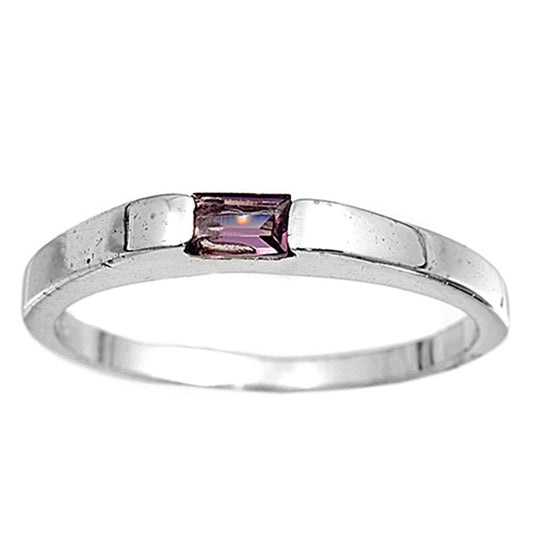 Amethyst CZ Simple Modern Beautiful Ring New .925 Sterling Silver Band Sizes 1-5