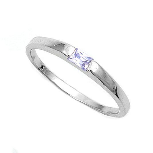 Simple Minimalist Lavender CZ Ring 925 Sterling Silver Band Sizes 1-5