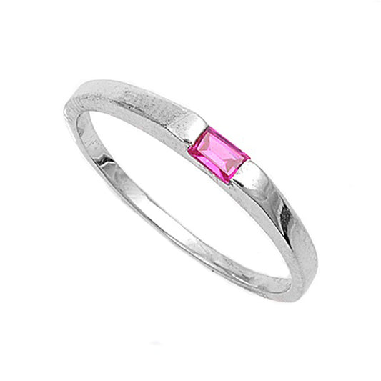 Ruby CZ Unique Classic Modern Ring New .925 Sterling Silver Band Sizes 1-5