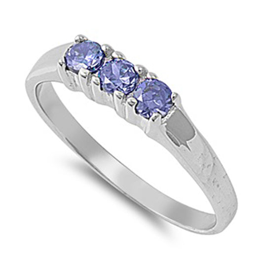 Blue Sapphire Simple Studded Ring New .925 Sterling Silver Band Sizes 1-5