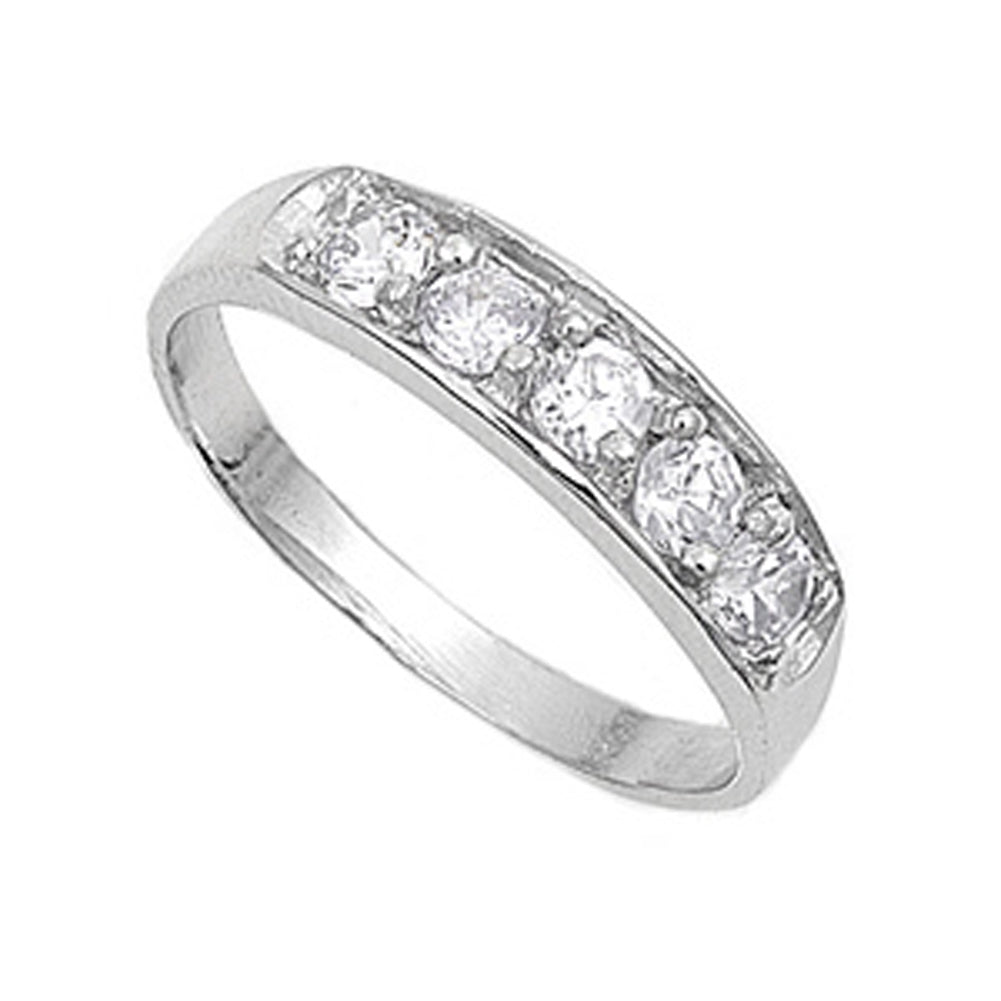 Clear CZ Classic Studded Ring New .925 Sterling Silver Band Sizes 1-6