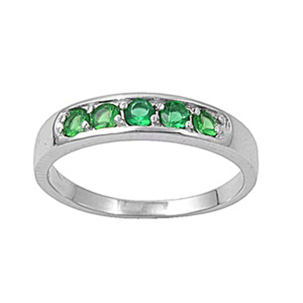 Emerald CZ Classic Studded Fashion Ring .925 Sterling Silver Band Sizes 1-6