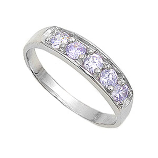 Lavender CZ Simple Modern Ring New .925 Sterling Silver Band Sizes 1-6