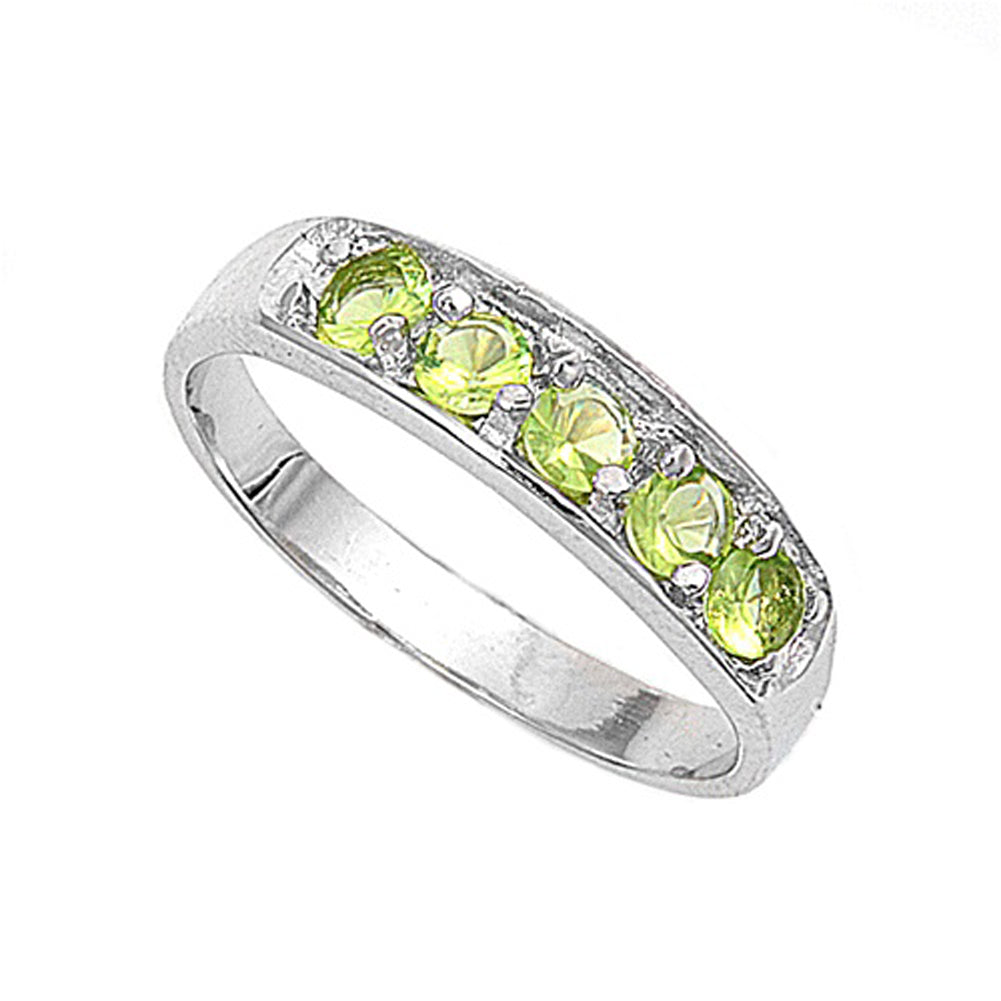 Peridot CZ Simple Studded Baby Ring New .925 Sterling Silver Band Sizes 1-6