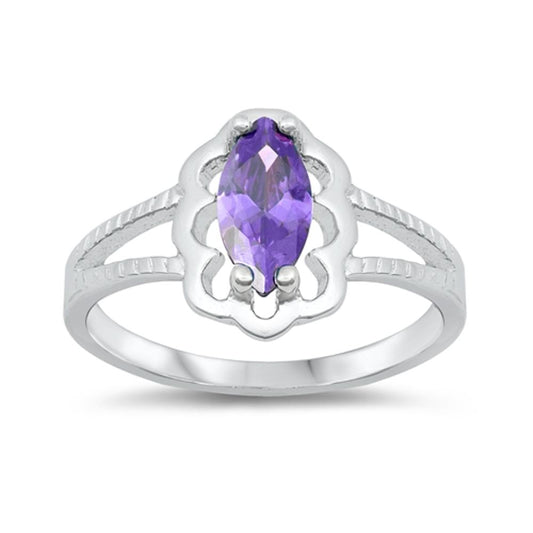 Amethyst CZ Wholesale Wave Marquise Ring New 925 Sterling Silver Band Sizes 1-6