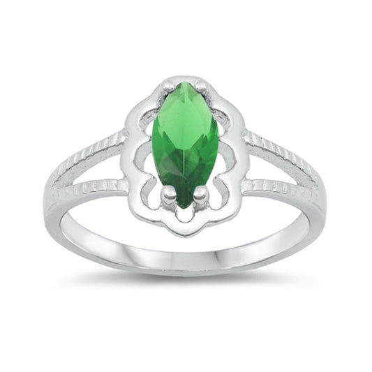 Emerald CZ Baby Solitaire Criss Cross Ring .925 Sterling Silver Band Sizes 1-6