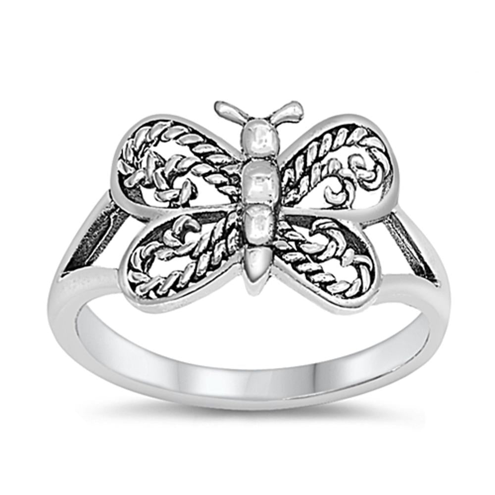 Sterling Silver Baby Ring Extravagant Butterfly Wings Solid 925 9mm Sizes 1-9