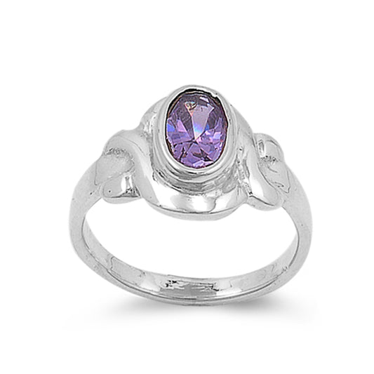 Amethyst CZ Elegant Vintage Oval Promise Ring New .925 Sterling Silver Band Sizes 1-5