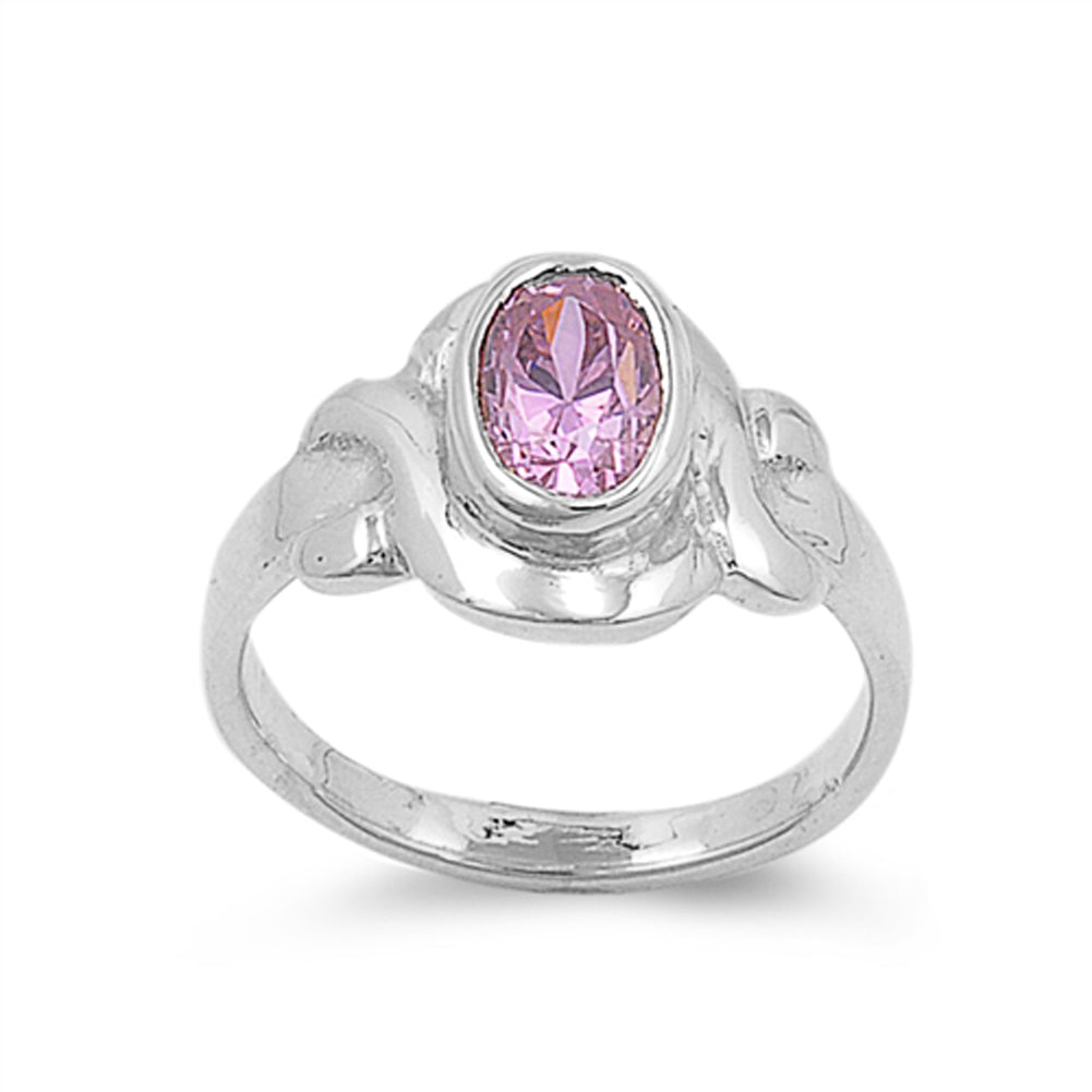 Pink CZ Simple Filigree Swirl Ring New .925 Sterling Silver Band Sizes 1-5