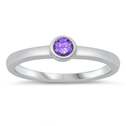 Amethyst CZ Promise Ring Circle New .925 Sterling Silver Band Sizes 1-5