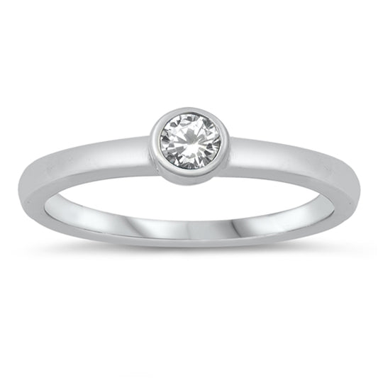 White CZ Traditional Circle Ring New .925 Sterling Silver Band Sizes 1-5