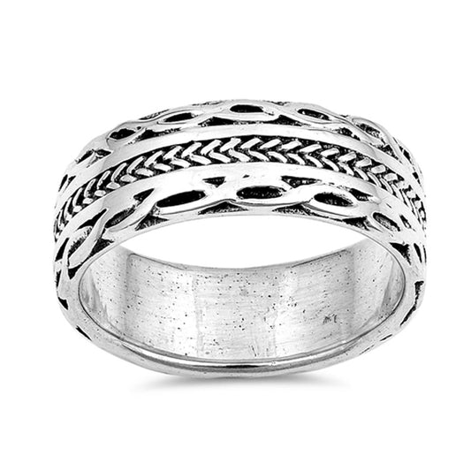 Wide Infinity Knot Bali Rope Wedding Ring .925 Sterling Silver Band Sizes 5-9