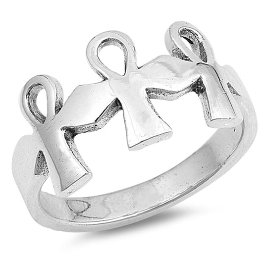 Ankh Cross Symbol of Life Egypt Ring New .925 Sterling Silver Band Sizes 4-9