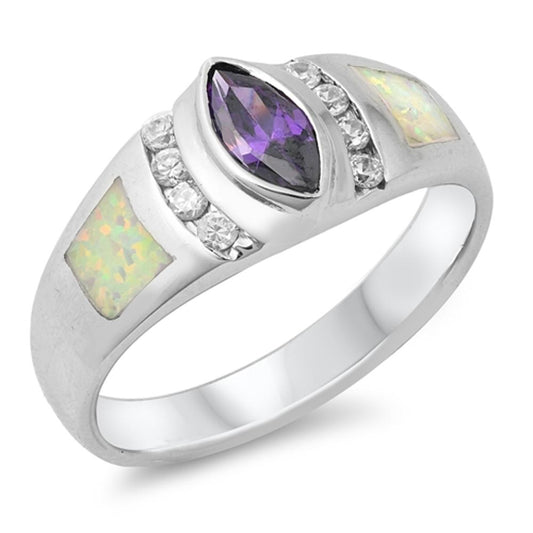 Amethyst CZ Marquise Unique Elegant Ring New .925 Sterling Silver Band Sizes 6-9