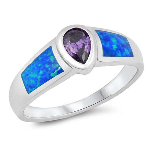 Amethyst CZ Teardrop Solitaire Ring .925 Sterling Silver Thumb Band Sizes 5-10
