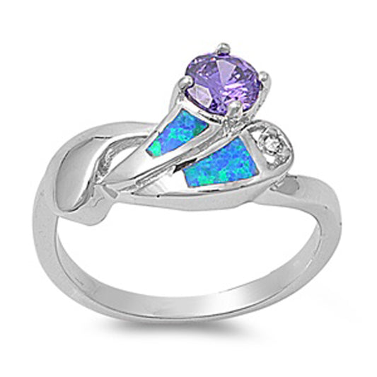 Amethyst CZ Polished Teardrop Cute Ring New .925 Sterling Silver Band Sizes 5-9