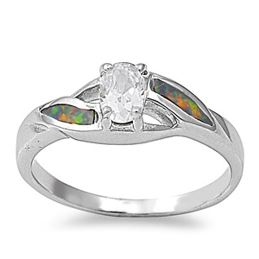White CZ Unique Solitaire Elegant Ring New .925 Sterling Silver Band Sizes 5-9