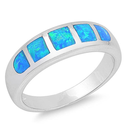 Women's Blue Lab Opal Classic Cute Ring New .925 Sterling Silver Band Sizes 6-10