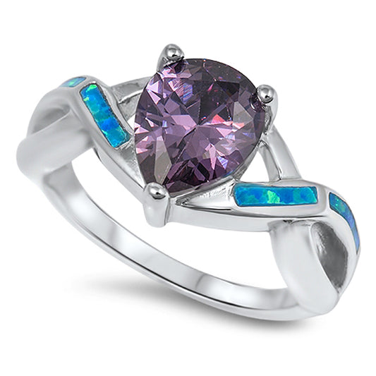 Amethyst CZ Blue Lab Opal Infinity Ring New .925 Sterling Silver Band Sizes 5-10